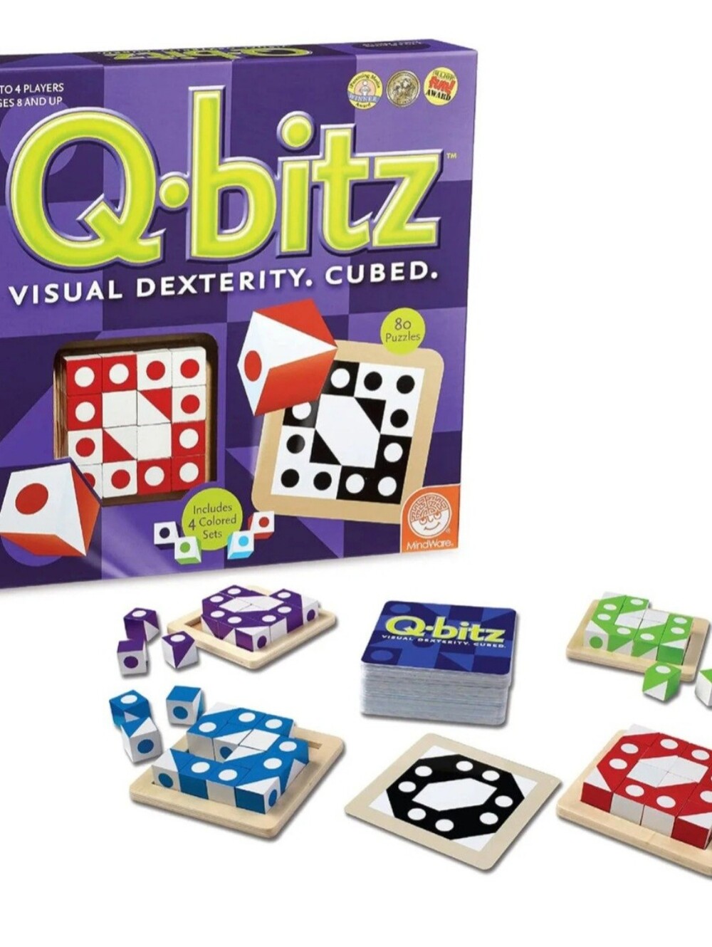 2009 Q-Bitz Visual Dexterity Cubed Game - MindWare Complete 80 Puzzle Challenge